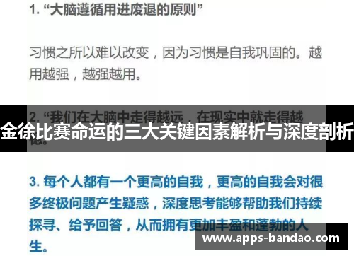 金徐比赛命运的三大关键因素解析与深度剖析 金徐比赛命运的三大关键因素解析与深度剖析